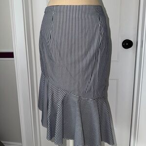 INTERMIX Grey and White stripe Asymmetrical Skirt